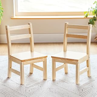 Guidecraft EdQ Hardwood Kids Chair Set of 2-Natural: Ladderback Wooden Chair for Children Ages 2-3 with 10" Seat Height | Kids Furniture for Playroom, Daycare, Preschool and Classroom Seating