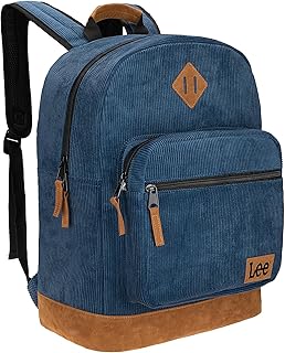 Corduroy Backpack for Boys and Girls, Authentic Jeans Company Study Daypack with Padded Laptop Sleeve Fits 15.6 Inch Notebook
