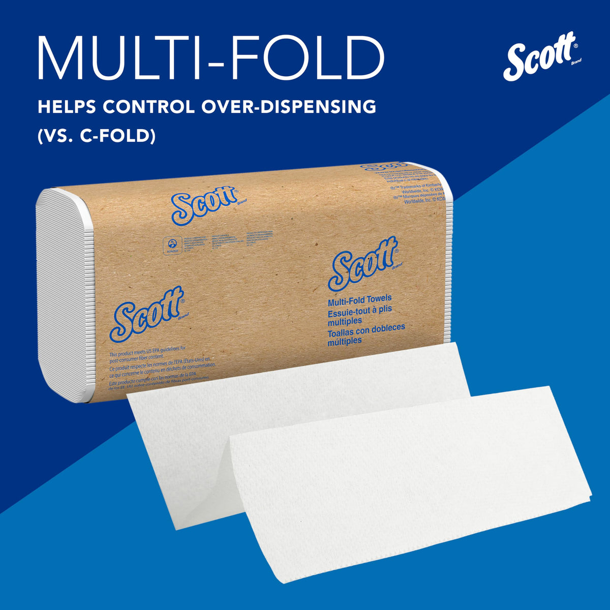 Scott Professional 250 Count (Pack of 16) / White / Multi-Fold Towels 9.2” x 9.4” Paper Towels