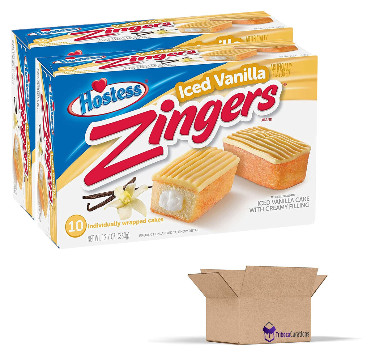 12.7oz Zingers Iced Vanilla Cake by Hostess – 1.27 Ounce (Pack of 20), Pack of 2