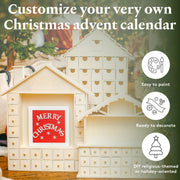 Woodpeckers Wooden Advent Calendar, 13.5 x 14.9 Inch House with 24 Drawers, Unfinished