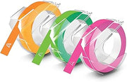 DYMO 3D Plastic Embossing Labels for Embossing Label Makers, Neon, 3/8'' x 9.8', 3-roll Pack (1933353)