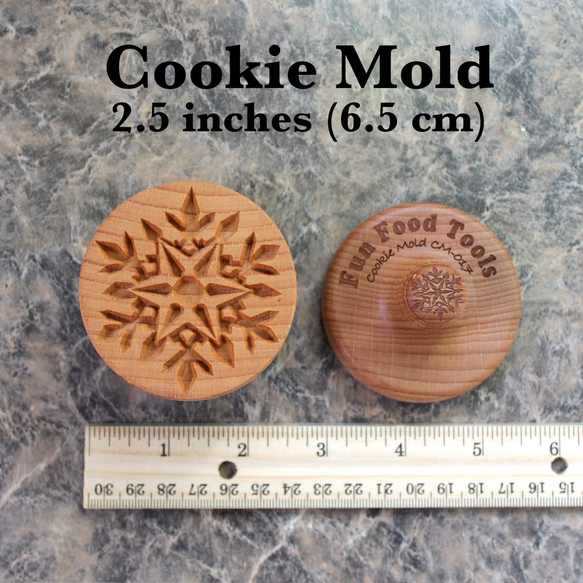Fun Food Tools Wooden Cookie Stamp, 2.5 Inch Diameter, Snowflake CS-017
