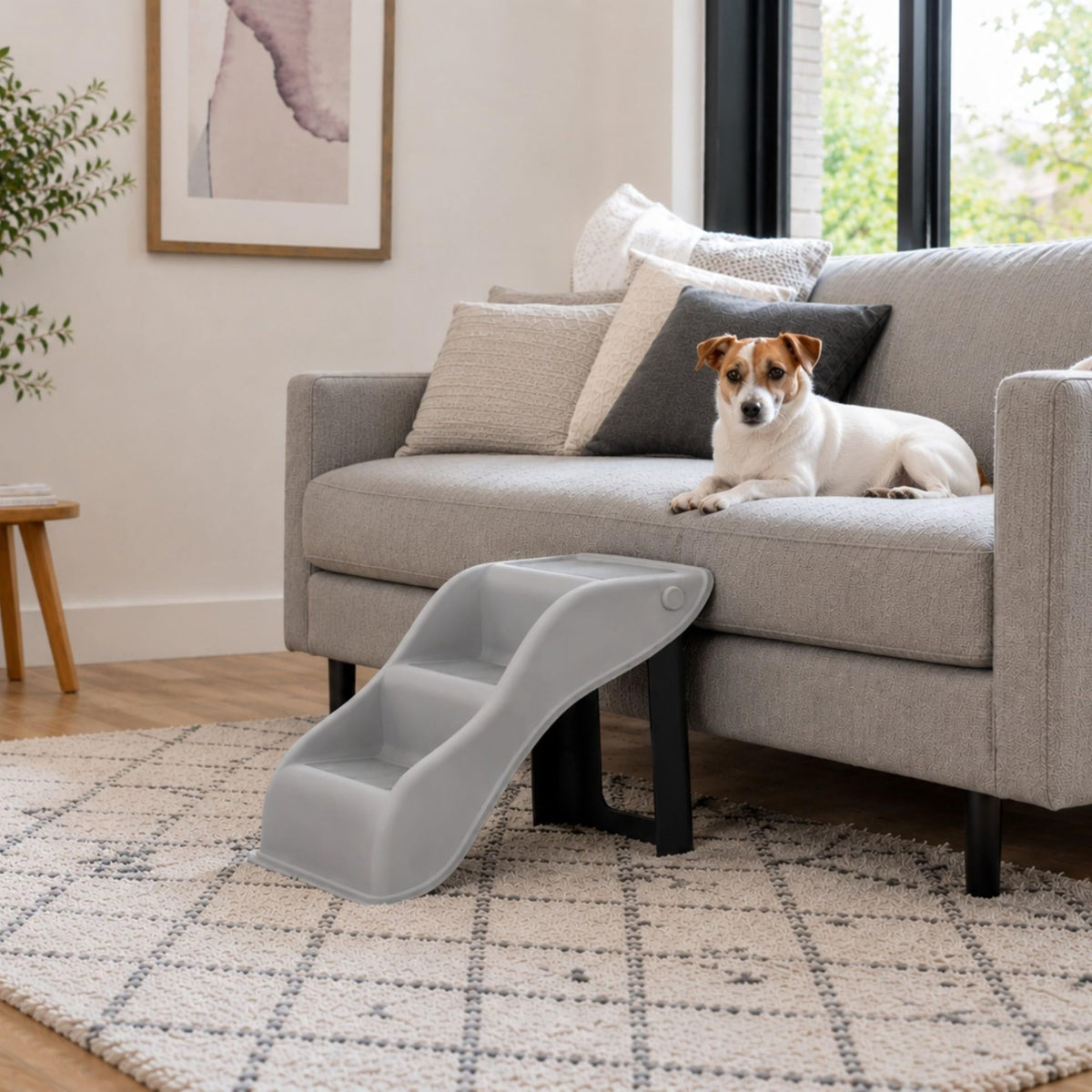 Lightweight 3-Step Pet Stairs by TRIXIE – Plastic, 3-Gray, Model 39475