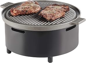 Round Chafer Alternative/Grill – 16.75DIA x 7.5H – Black Metal Frame, Fuel Channel, Wire Metal Grill, Wind Guard