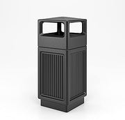 Safco Canmeleon Outdoor-Indoor Recessed Panel Trash Can with Ash Urn 9478BL, Black, Decorative Fluted Panels, 15 Gallon Capacity
