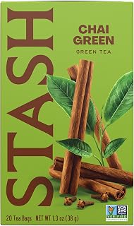 Stash Tea Chai Green Tea - Caffeinated, Non-GMO Project Verified Premium Tea with No Artificial Ingredients, 20 Count (Pack of 6) - 120 Bags Total