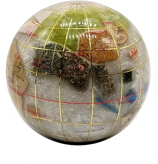 Unique Art 3-Inch Pearl Swirl Ocean Gemstone World Globe Paper Weight