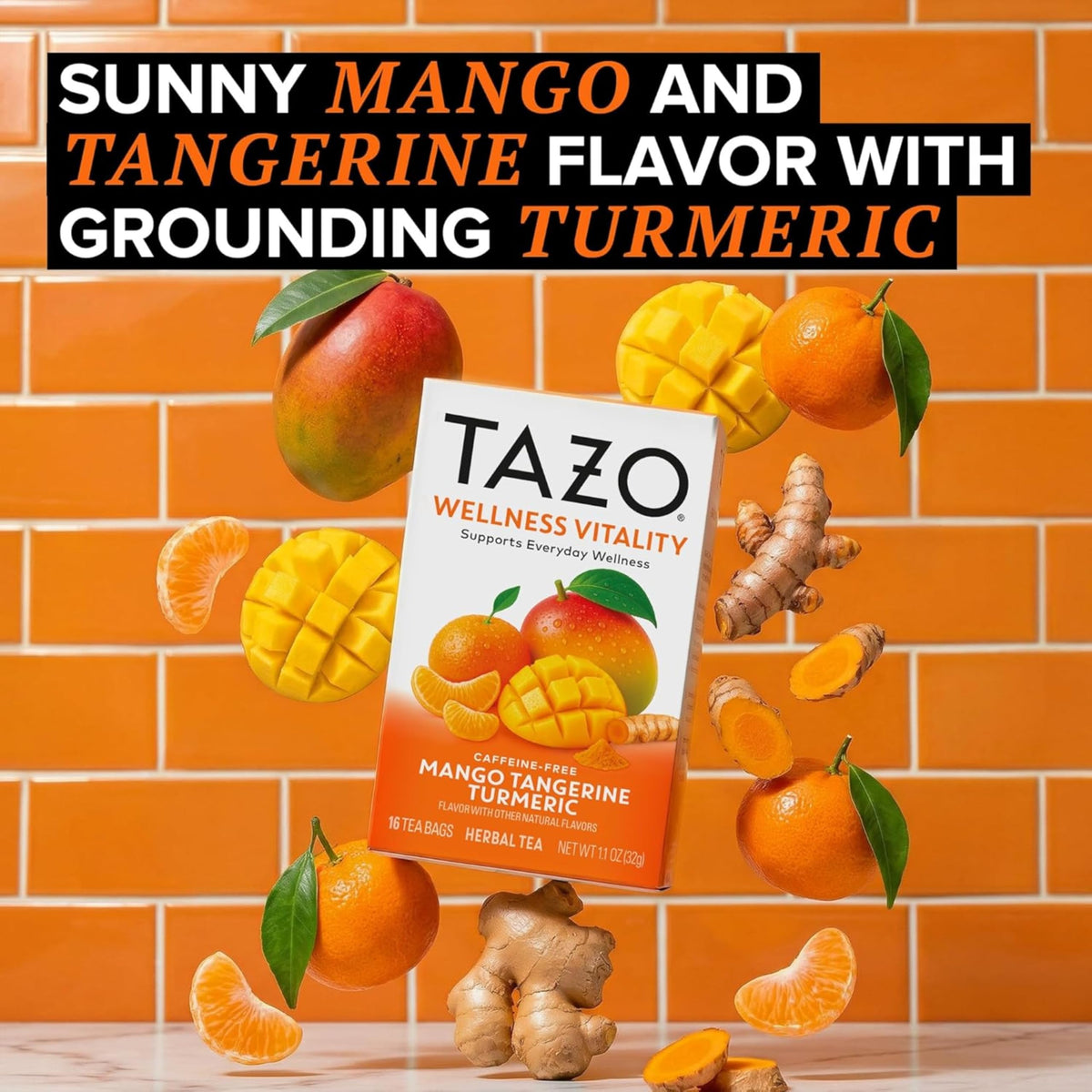 Wellness Vitality Herbal Tea Bags by TAZO – 32 Count, Pack of 2