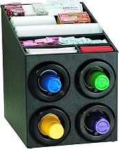 STL-SL-2X2BT Countertop Cup Dispensing Cabinet with (4) STL-2F and Built-in lid and Straw Organizer - Black Polystyrene