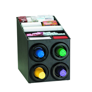 Countertop Cup Dispensing Cabinet with (4) STL-2F and Built-in lid and Straw Organizer - Black Polystyrene by DISPENSE-RITE – Plastic, Black, Model STL-SL-2X2BT
