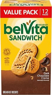 Belvita Breakfast Bar Biscuit Sandwiches, Dark Chocolate Creme, Value Pack, 72 Packs (2 Biscuits Per Pack)