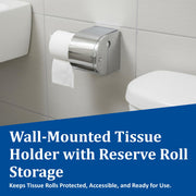 Chrome Covered Reserve Roll Tissue Dispenser by San Jamar – 2 Roll Capacity, Stainless Steel, Chrome, Model R1500XC