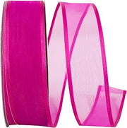 Reliant Ribbon Charlize Sheer Satin Wired Edge Ribbon, Fuchsia