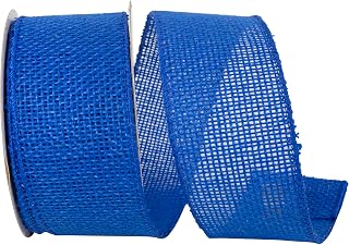 Reliant Ribbon Burlap Jute America Wired Edge, Royal, 2-1/2 Inch, 10 Yards