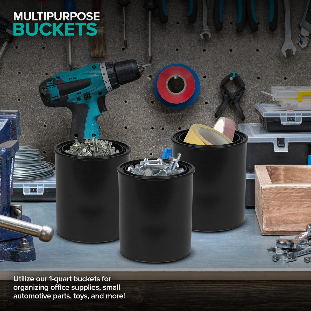 Stock Your Home 3 / 1 Quart / Black Paint Buckets