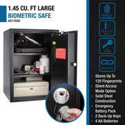 Biometric Fingerprint Safe by Barska – 1.45 CU FT, 1.45 cubic_feet, Alloy Steel, Black, Model AX11650
