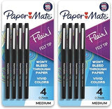 Paper Mate Flair Felt Tip Pens, Medium Point (0.7mm), Black, 8 Count