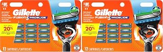 Gillette Fusion5 ProGlide Razor for Men, 12 Blade Refills with Precision Trimmer (Pack of 2)