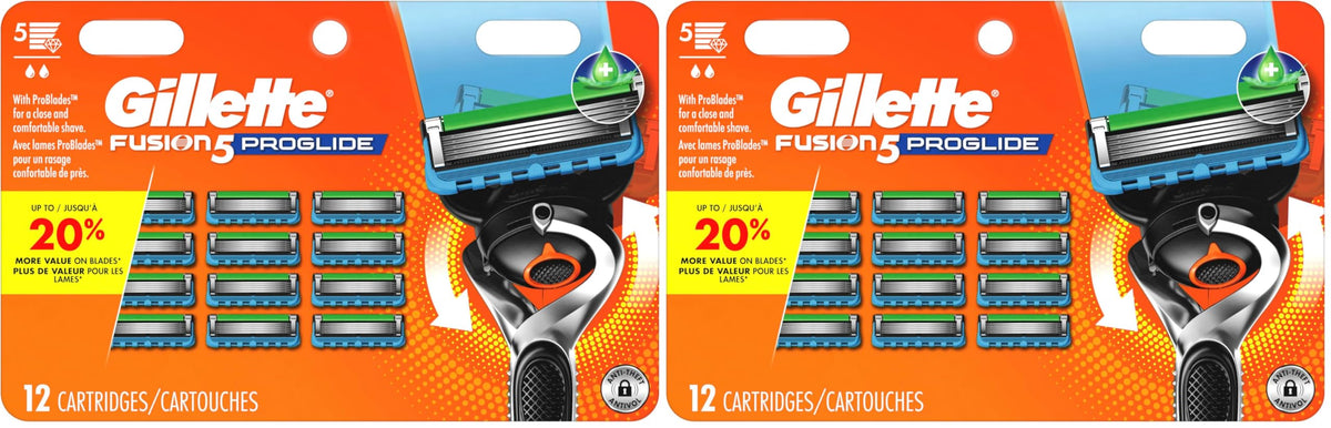 Gillette 12 Count (Pack of 2) / Blue / Fusion5 ProGlide Billboard Pack Cartridge Razors