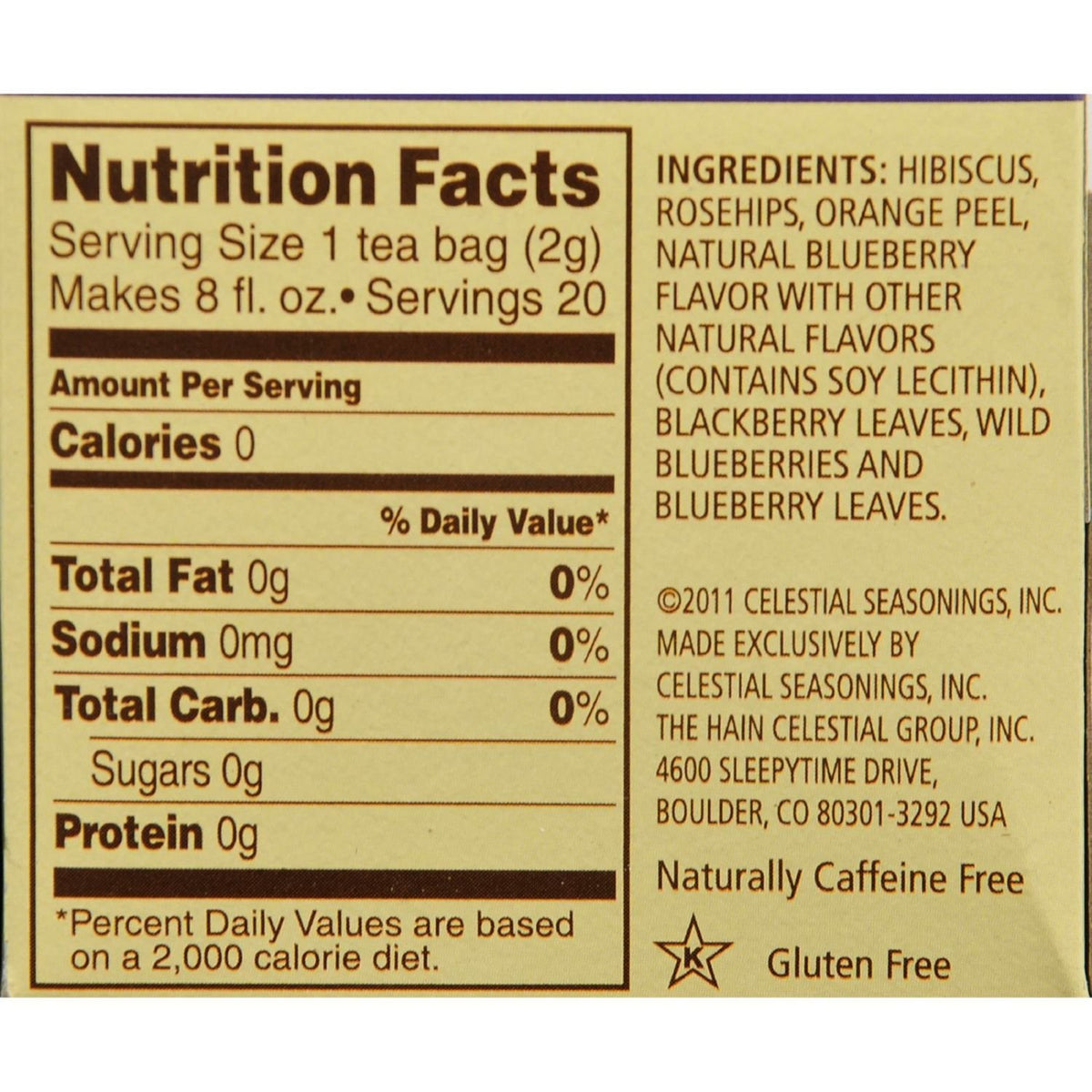 True Blueberry Herbal Tea by Celestial Seasonings – 20 Count, Pack of 20