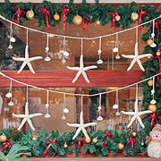 QICQDRAM Starfish Seashell Garland 80" with 6PCS Handmade Crafts Starfish | Natural Sea Shells Ornaments for Coastal Christmas Mermaid Birthday Sea Party Decor