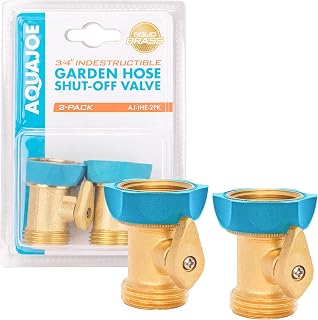 Aqua Joe AJ-IHE-2PK Indestructible Series Heavy-Duty Hose Shut Off Valve, Brass Construction, 2-Pack