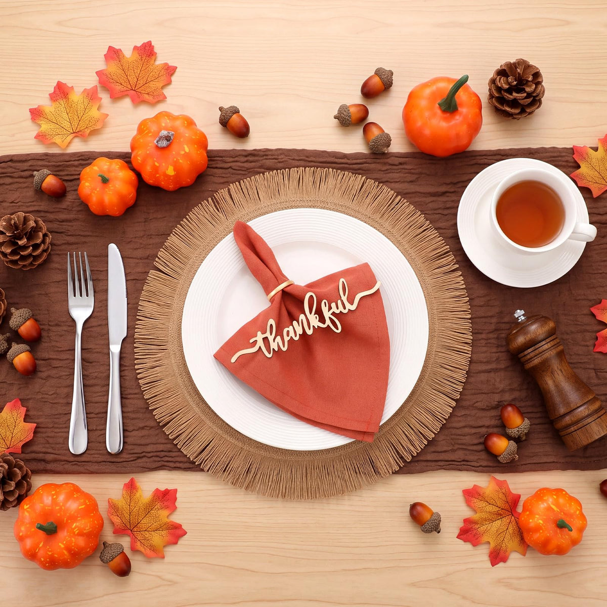 Batiyeer Thanksgiving Table Setting Kit, 71 Pieces, Terracotta