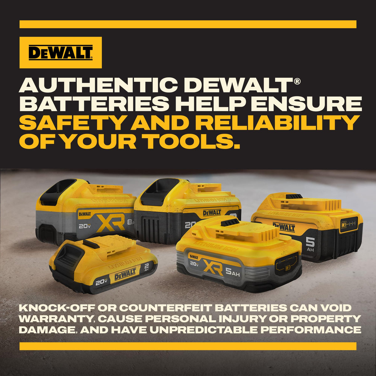 20V MAX 5 Ah Lithium Ion Battery 2-Pack () by DEWALT – 20V MAX, Plastic, Black/Yellow, Pack of 2, Model DCB205-2