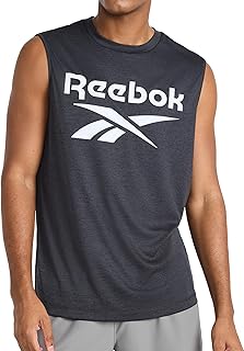 Reebok Apparel Men's Gladiator Large Logo Muscle, Black Heather
