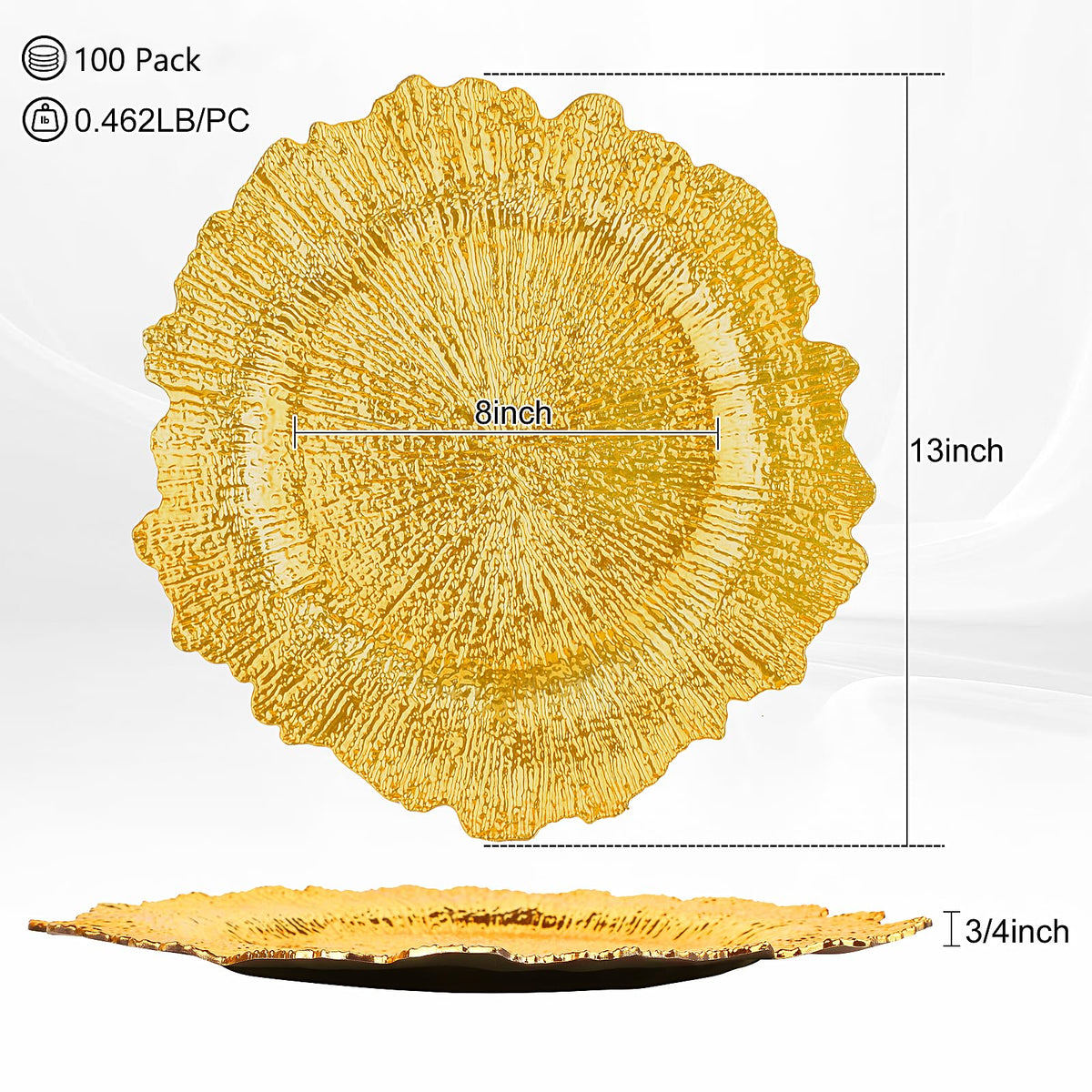 Osgevei Charger Plates, 13 Inch Round Plastic, 100 Gold