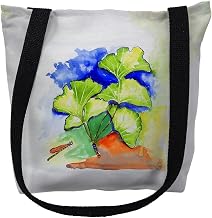 Betsy Drake TY152M 16 x 16 in. Ginko Leaves Tote Bag - Medium Black