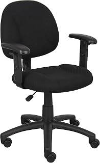 Boss Office Products B316-BK Perfect Posture Delux Fabric Task Chair with Adjustable Arms in Black, Low-Back