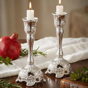 Ohmique Candlestick Holders, Silver Plated Set of 2, Silver