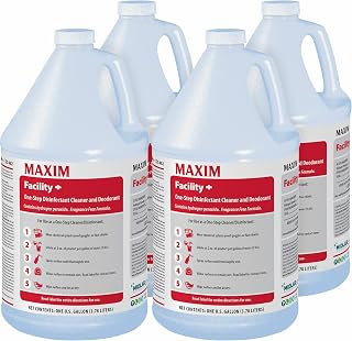 Midlab MAXIM Facility+ One Step Disinfectant Cleaner and Deodorant, 1 gal, Unscented, Pack of 4