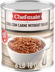 Chef-mate Beef Chili, Canned Chili with Meat, No Beans, 6 lb 10 oz (#10 Can Bulk)