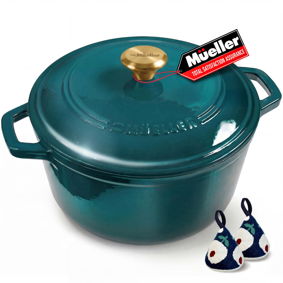 Janska Enameled Cast Iron Dutch Oven, 6 Quart Round, Emerald