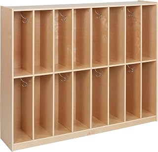ECR4Kids 16-Section Slim-Fit Classroom Storage Coat Locker, Natural