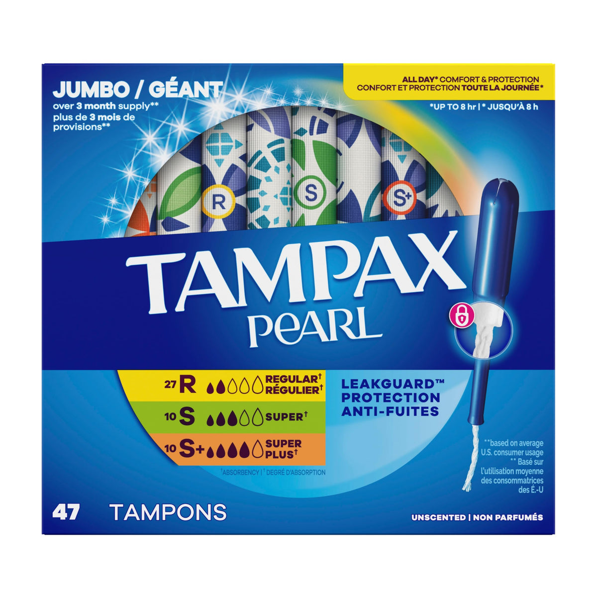 Pearl Tampons for Women Multipack by Tampax – Regular/Super/Super+, Rayon,Cotton,Polypropylene,Polyethylene,Polyester,Titanium Dioxide, Model CUIM3723