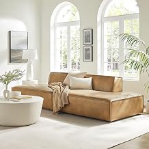 Modway Restore Faux Leather 2-Piece Modular Loveseat in Toast – Low Profile Vegan Leather Sectional Sofa with Armless Left-Facing Chaise and Armless Right-Facing Chaise