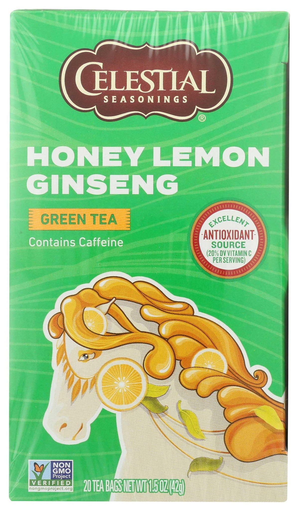 Celestial Seasonings Honey Lemon Ginseng / 20 Count (Pack of 6) / 12 Green