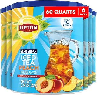 Lipton Zero Sugar Peach Iced Tea Mix, Makes (10 Quarts - 6-Pack)