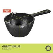Cast Iron Melting Pot for Grill Cooking by Modern Innovations – 8.5 Quarts, Cast Iron, Black, Model MI 1415
