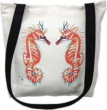 Betsy Drake TY100M 16 x 16 in. Coral Sea Horses Tote Bag - Medium