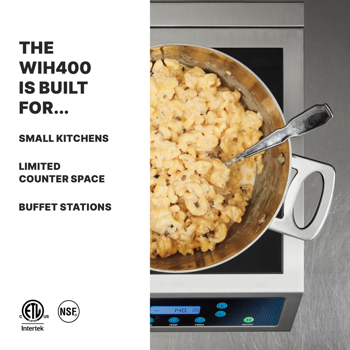 Waring Silver / WIH400 - Single Burner / 11" x 11" Schott ceramic glass surface Countertop Burners
