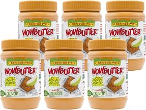 WOWBUTTER - Crunchy Soy Spread - Peanut Free, Tree Nut Free - Vegan Plant Protein - Gluten Free - Non-GMO - 1.1lb (Pack of 6)
