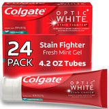 Optic White Stain Fighter Whitening Toothpaste Gel by Colgate – 4.2 Ounce (Pack of 24), Pack of 24, Model 8082MX1139