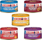 Bumble Bee Snackers Sampler Bundle - 5-Pack of 3 oz Easy Open Cans - Flavored Wild Caught Skipjack Chunk Light Tuna Pack - No Draining, Ready to Eat