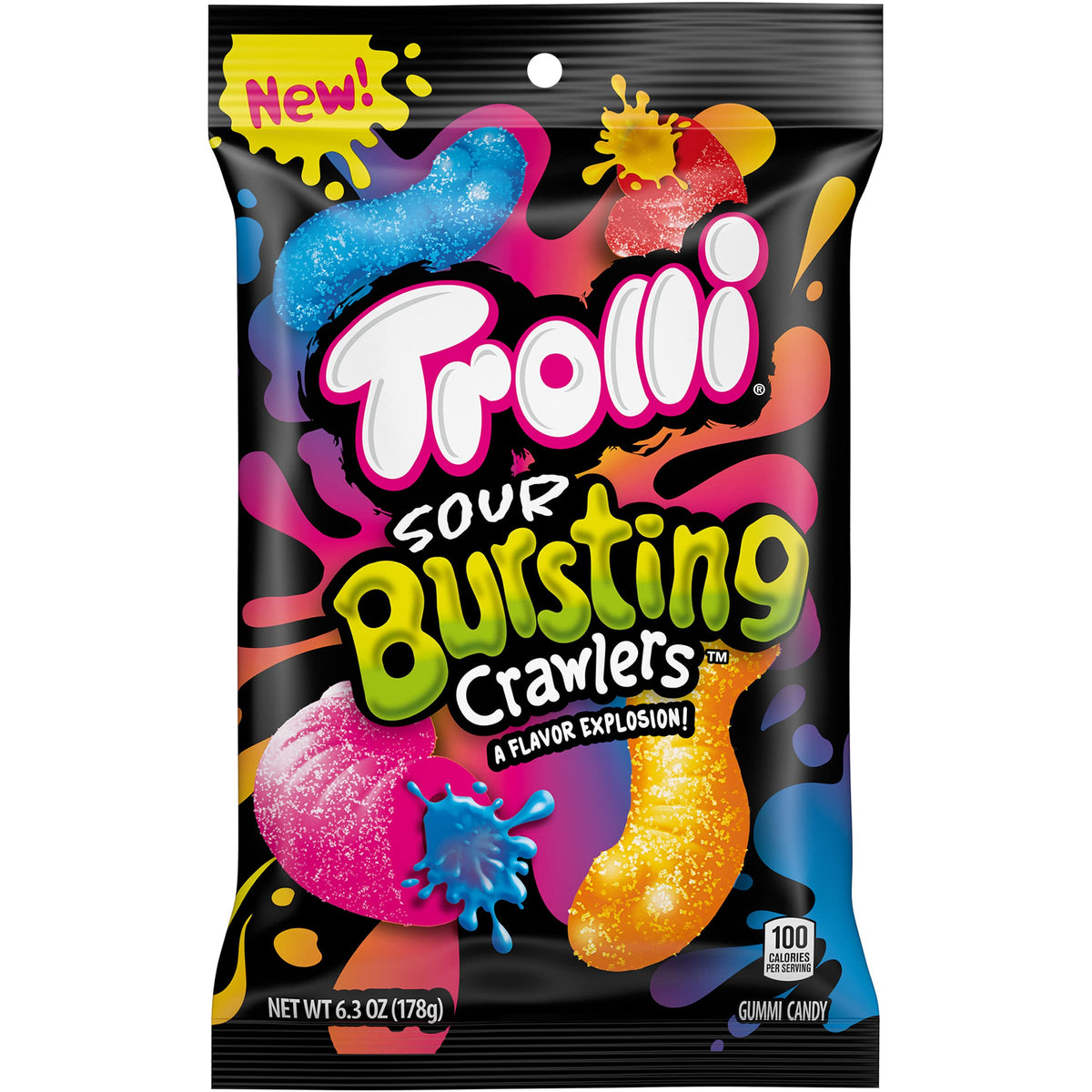 Sour Bursting Crawlers Gummi Candy by Trolli – 4.25 Ounce (Pack of 1), Multicolor