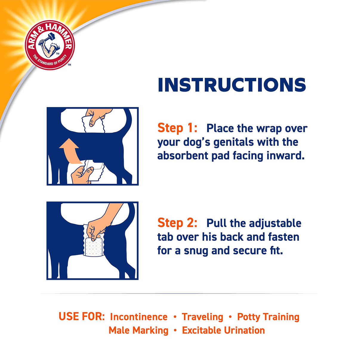 Small Male Dog Wraps by ARM & HAMMER – Small (Pack of 6), Microfiber, white, Pack of 6, Model FF13881